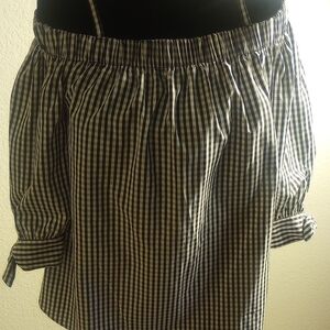 Iz Byer Black and White Checkered Blouse